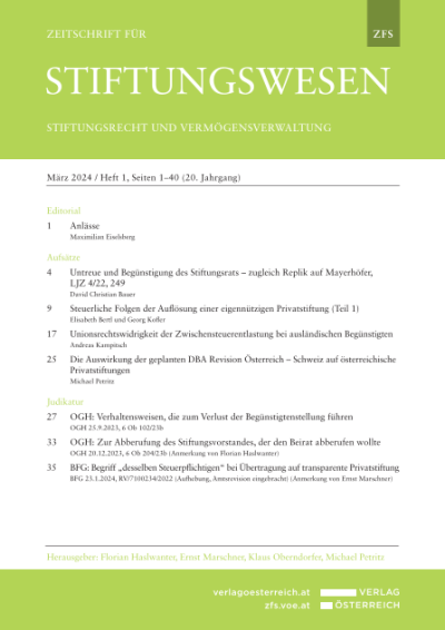 Untreue und Begünstigung des Stiftungsrats – zugleich Replik auf Mayerhöfer, LJZ 4/22, 249
