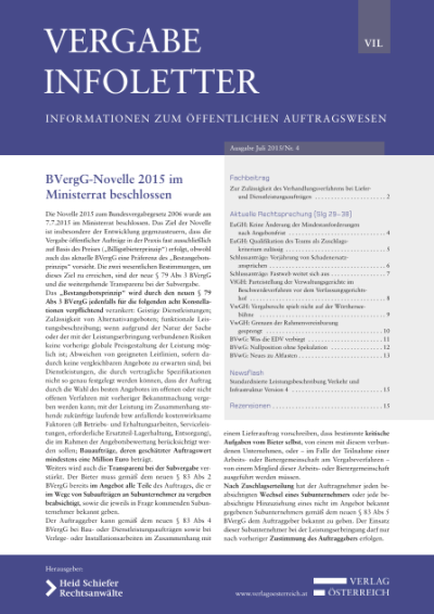 BVergG-Novelle 2015 im Ministerrat beschlossen