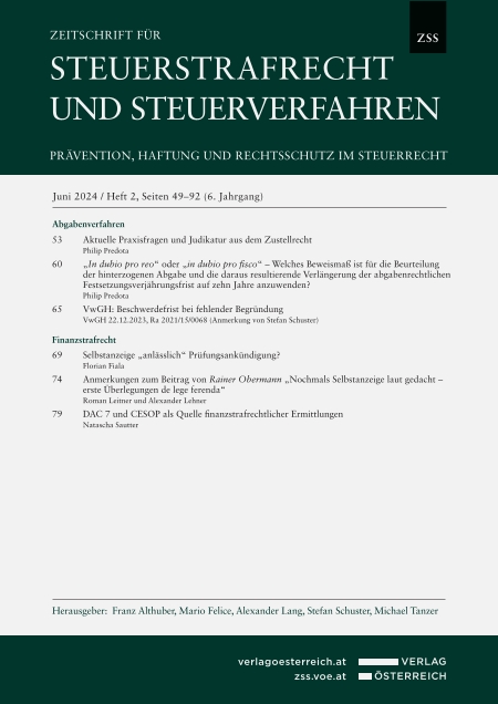 Zeitschrift für Steuerstrafrecht und Steuerverfahren