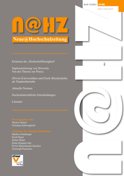 Bundesgesetz, mit dem das Universitätsgesetz 2002 geändert wird (Vereinigung von Universitäten) BGBl I 176/2013 (NR: GP XXIV RV 2435 AB 2452 S 216. BR: 9056 AB 9119 S 823)